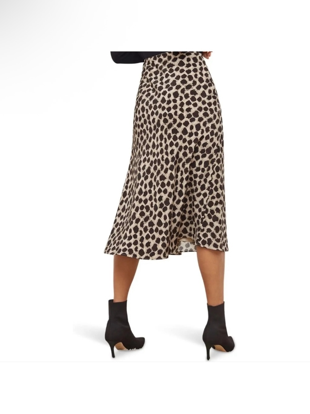 Mm lafleur size 10 silk Leopard Print Midi Skirt - Beige & Black